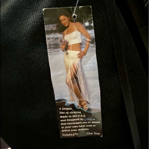 New long fringed black wrap around Latin dance skirt or pool coverup - Picture 2 of 8